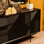 Black Finish Sideboard with 4 Doors and 3 Drawers | Jakara