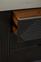 Black Finish Sideboard with 4 Doors and 3 Drawers | Jakara