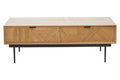 Natural Carved Effect 2-Drawer Coffee Table with Metal Legs | Jakara