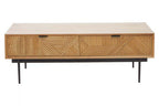 Natural Carved Effect 2-Drawer Coffee Table with Metal Legs | Jakara