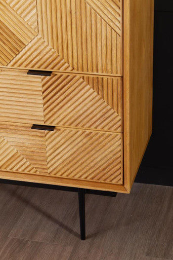 Natural Finish Cabinet with Drawers | Jakara