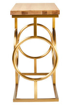Natural Oak Wood Rectangular Console Table with Gold Finish | Jarloi