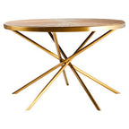 Gold Aged Fir Wood Rustic Top Dining Table with Stainless Steel Tied Base | Jana
