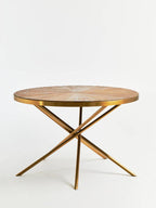 Gold Aged Fir Wood Rustic Top Dining Table with Stainless Steel Tied Base | Jana