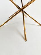 Gold Aged Fir Wood Rustic Top Dining Table with Stainless Steel Tied Base | Jana