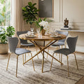 Gold Aged Fir Wood Rustic Top Dining Table with Stainless Steel Tied Base | Jana