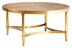 Gold Aged Fir Wood Rustic Top Coffee Table with Stainless Steel Curved Base | Jana