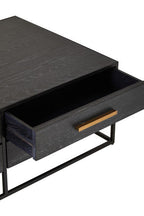 Black Finish 4-Drawer Coffee Table with Metallic Handles and Iron Frame | Judd