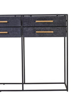 Black Finish 6-Drawer Coffee Table with Metallic Handles and Iron Frame | Judd