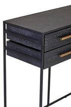 Black Finish 6-Drawer Coffee Table with Metallic Handles and Iron Frame | Judd