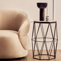 Black Angular Iron Frame Side Table with White Marble Top | Shalimar