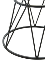 White Marble Top Side Table with Black Triangular Iron Base | Shalimar