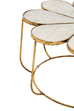 White Polished Marble Top Coffee Table with Petal Design Openwork Base | Rabia