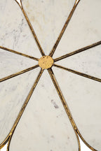 White Polished Marble Top Coffee Table with Petal Design Openwork Base | Rabia