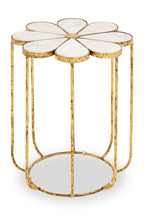 White Polished Marble Top Side Table with Petal Design Openwork Base | Rabia