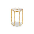 White Polished Marble Top Side Table with Petal Design Openwork Base | Rabia