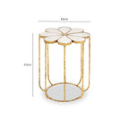 White Polished Marble Top Side Table with Petal Design Openwork Base | Rabia