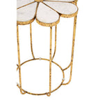 White Polished Marble Top Side Table with Petal Design Openwork Base | Rabia