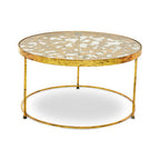 Butterfly Round Coffee Table with Glass Top and Gold Finish | Rabia