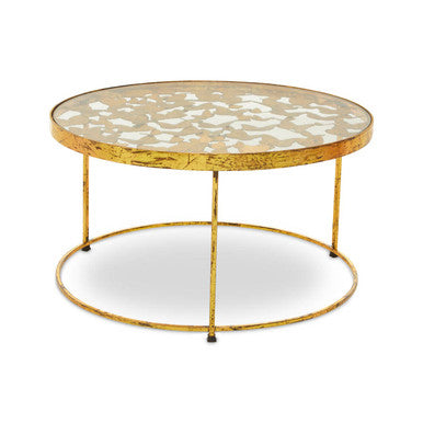 Butterfly Round Coffee Table with Glass Top and Gold Finish | Rabia