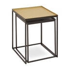 Gold and Silver Set of 2 Nesting Side Table with Multi-Size Tabletops, Rabia