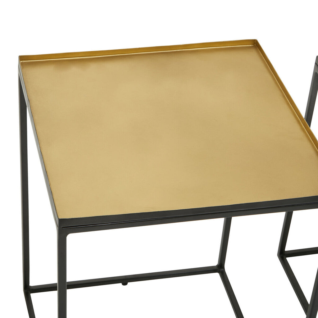 Gold and Silver Set of 2 Nesting Side Table with Multi-Size Tabletops, Rabia