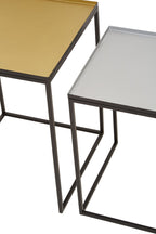 Gold and Silver Set of 2 Nesting Side Table with Multi-Size Tabletops, Rabia