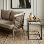 Gold and Silver Set of 2 Nesting Side Table with Multi-Size Tabletops, Rabia