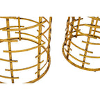 Set of 2 White Marble Tops Round Nesting Tables with Gold Metallic Base | Rabia