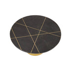 White Marble Round Top Coffee Table with Sculptural Geometric Gold Base | Rabia