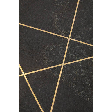 White Marble Round Top Coffee Table with Sculptural Geometric Gold Base | Rabia