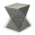 Grey Square Stool with Geometric Detailing and Antique Zinc Finish | Rabia