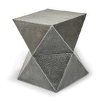 Grey Square Stool with Geometric Detailing and Antique Zinc Finish | Rabia