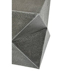 Grey Square Stool with Geometric Detailing and Antique Zinc Finish | Rabia