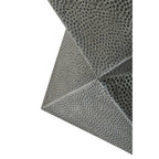 Grey Square Stool with Geometric Detailing and Antique Zinc Finish | Rabia