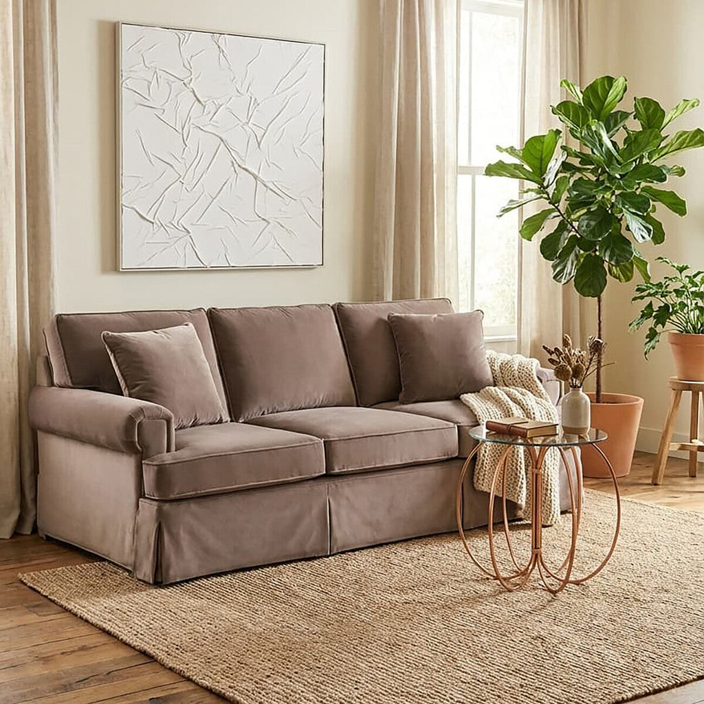 3 Seater Mink Velvet Sofa | Ralph