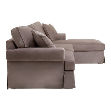 3 Seater Mink Velvet Right Chaise Sofa | Ralph