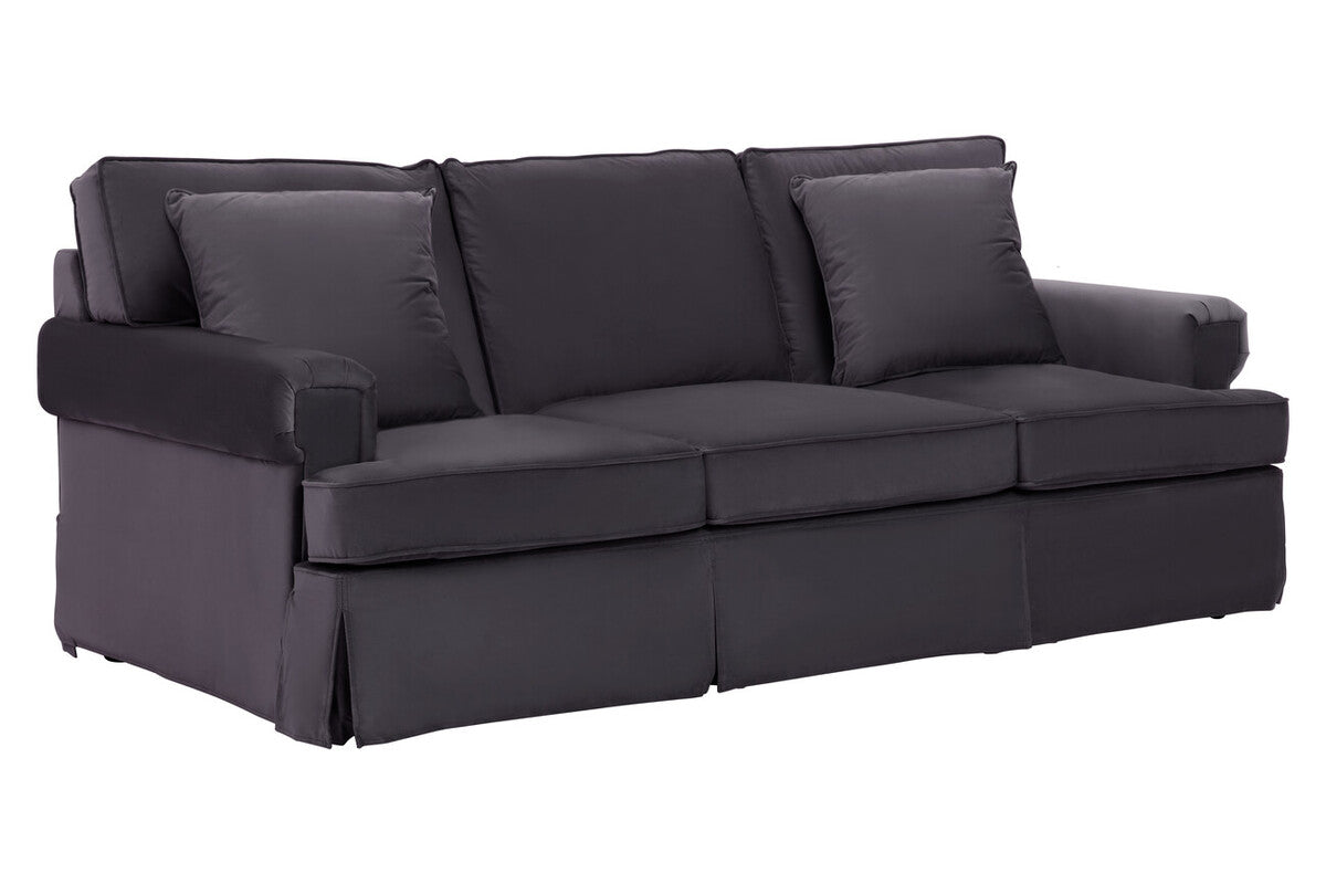 3 Seater Black Velvet Sofa, Ralph