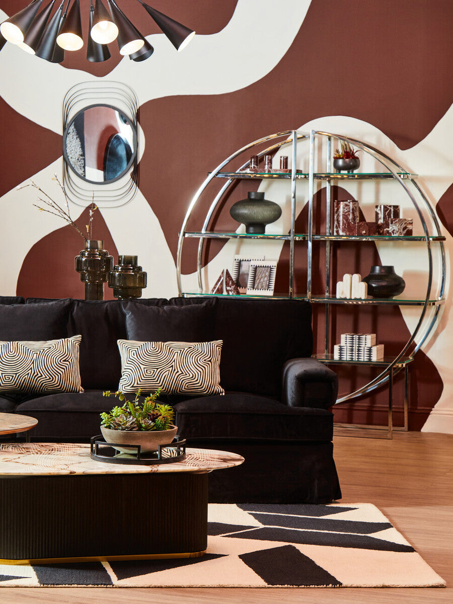 3 Seater Black Velvet Sofa, Ralph