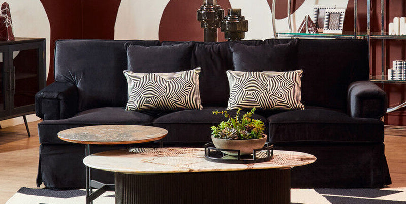 3 Seater Black Velvet Sofa | Ralph