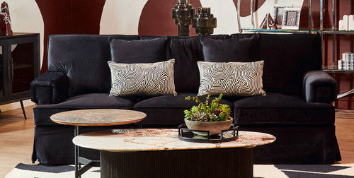 3 Seater Black Velvet Sofa | Ralph