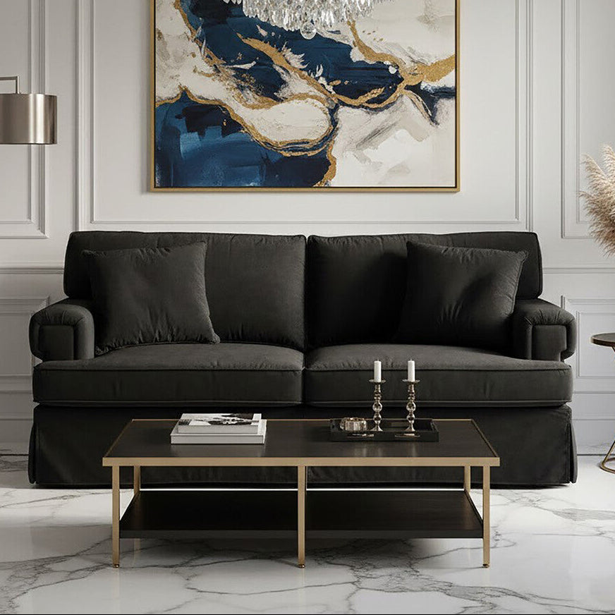 2 Seater Black Velvet Sofa | Ralph