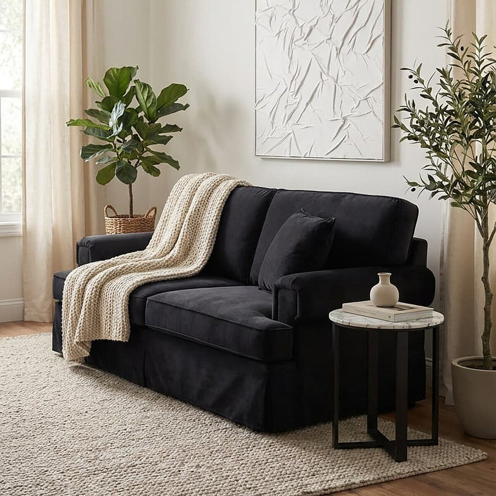 2 Seater Black Velvet Sofa | Ralph