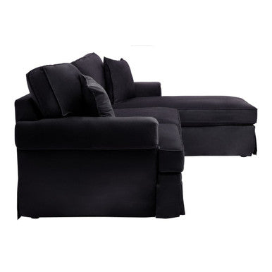 3 Seater Black Velvet Right Chaise Sofa | Ralph