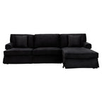 3 Seater Black Velvet Right Chaise Sofa | Ralph