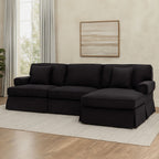 3 Seater Black Velvet Right Chaise Sofa | Ralph