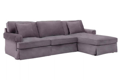 3 Seater Grey Velvet Right Chaise Sofa | Ralph