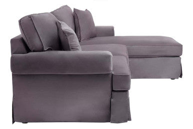 3 Seater Grey Velvet Right Chaise Sofa | Ralph
