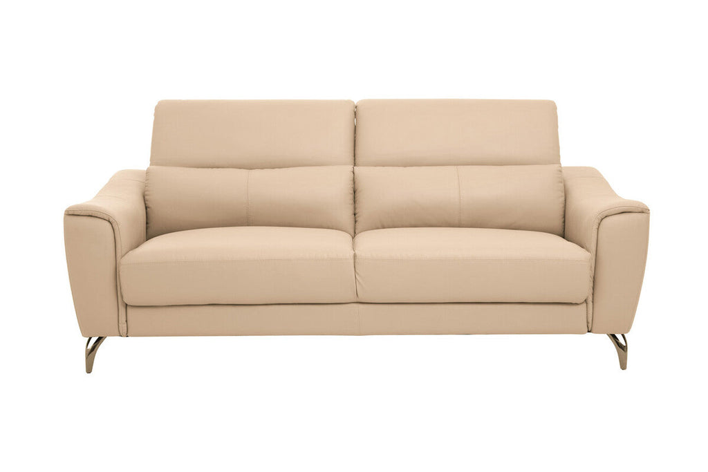 3 Seater Stone Leather Sofa with Adjustable Headrests | Padua