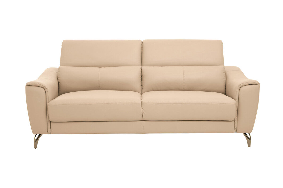 3 Seater Stone Leather Sofa with Adjustable Headrests | Padua